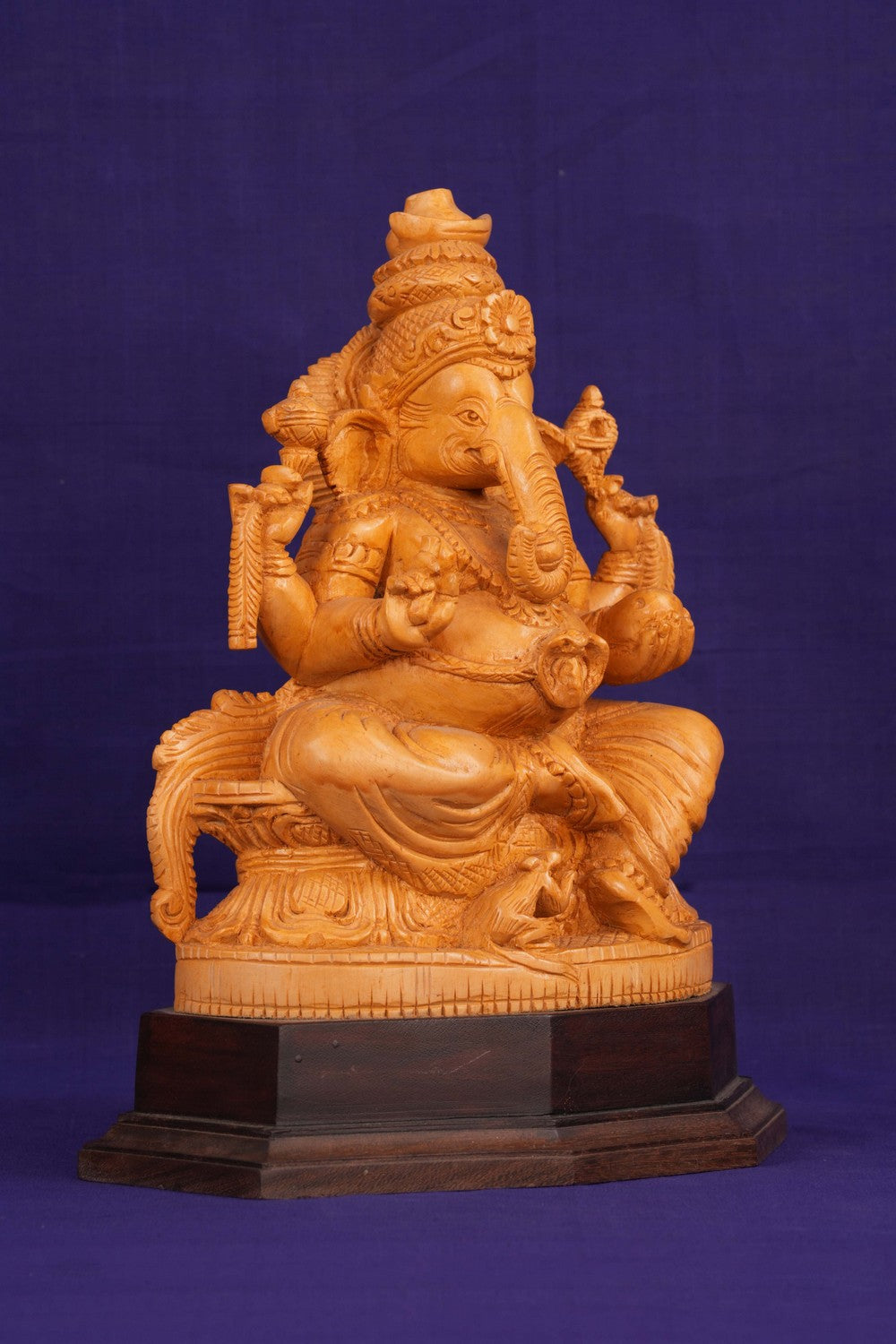 Image of Cedar Wood Carving Lord Ganesha Statue